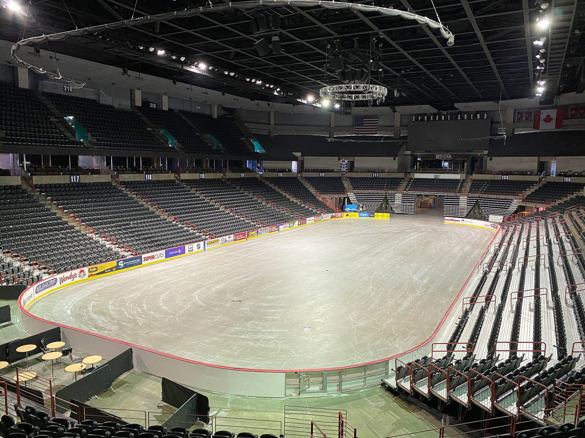 Spokane Arena, which was set to be a 2020 NCAA tournament site, instead sits empty.